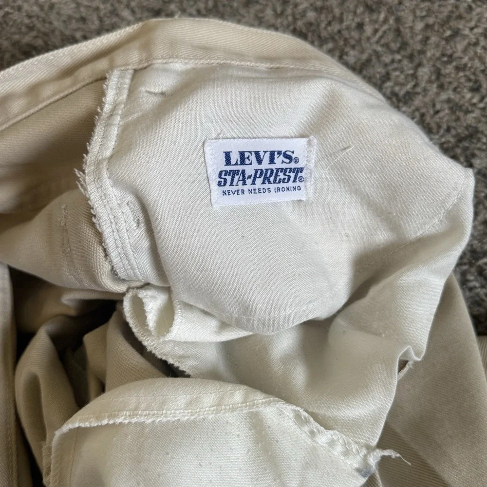Vintage Levis Pants Mens 30x29 Beige Sta Prest Big E